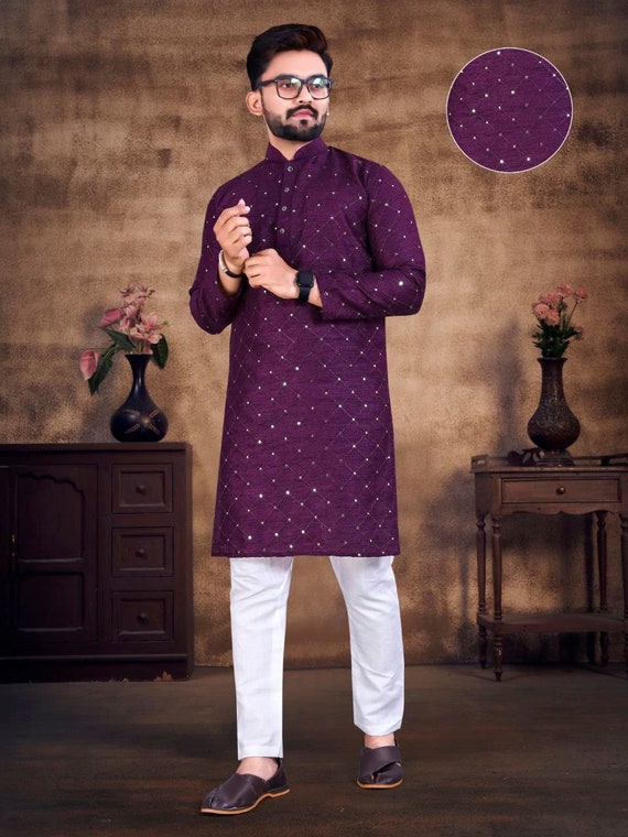 Buy Handmade Mens Mirror Work Chevron Kurta Pyjama Set Wedding Wear Kurta  Pajama Mens Online in India - Etsy