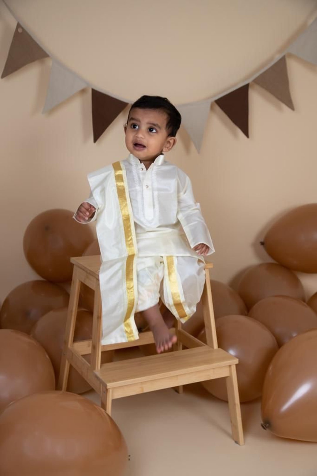 Indian Kids Dhoti With Shirt, South New Born Baby Traditional Onam Dress, Ethnic Dress for Boy's