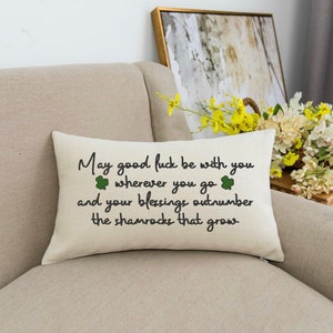 May good luck be with you pillow cover,St Patricks Pillow Cover,Irish Home Decor,St Patricks Decor,St. Patricks Gift,Irish Blessing,shamrock