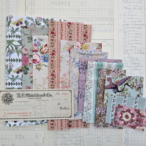 Vintage floral fabric bundle, vintage quilt, antique ephemera, vintage linens, slow stitch, junk journals, fabric collage, mixed media