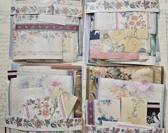 Vintage wallpaper borders 20pc, English wallpaper, junk journal, slow stitch, scrapbooking, vintage ephemera, floral wallpaper, mixed media