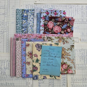 Pacco di tessuti vintage, tessuto floreale primaverile, pacco di tessuti, forniture per diari spazzatura, punto lento, quilting, collage, tecniche miste, effimere