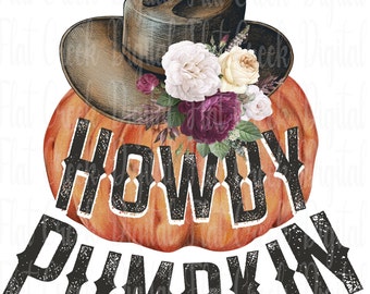 Howdy Pumpkin PNG: Western Fall Cowboy Design (digital nedladdning)