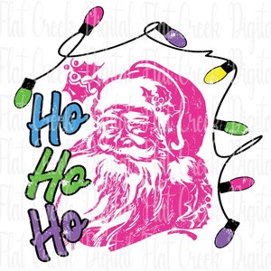 Distressed Santa PNG,  Bright Christmas PNG, Santa Png, Santa and Christmas Lights PNG, Holidays Digital Download, Santa Claus Digital