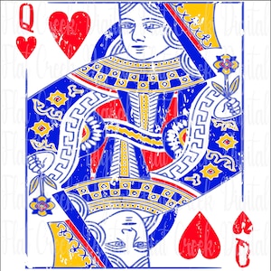 Vintage Reine de coeur PNG, Reine de coeur PNG, Reine de coeur téléchargement numérique, cartes à jouer PNG, téléchargement numérique Vegas, Image de poker