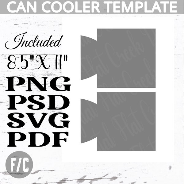 Can Cooler Template, Sublimation Template, Bottle Cooler Template, Beer Cooler Template SVG, PDF, Png, Psd, 8.5"x11" sheet