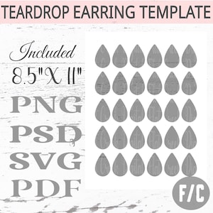 Earring Template for Sublimation, Teardrop Earring Templates, Earring Template PNG PSD PDF SVg, Not a Cut file for sublimation only