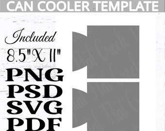 Can Cooler Template, Sublimation Template, Bottle Cooler Template, Beer Cooler Template SVG, PDF, Png, Psd, 8.5"x11" sheet