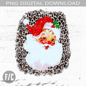 Distressed Red Santa PNG, Bright Christmas PNG, Santa Png, Santa and Christmas Lights PNG, Holidays Digital Download, Santa Claus Digital