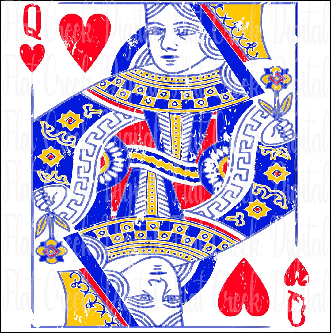 Vintage Queen of Hearts PNG, Queen of Hearts PNG, Queen of Hearts Digital Download, Playing ...