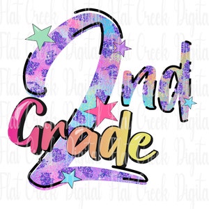 Second Grade PNG for Sublimation, First Day of School Digital Download, 2nd Grade Digital Design