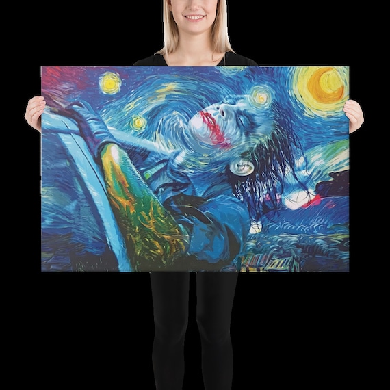 Joker Starry Night Canvas Print Custom Wall Decor Heath Ledger