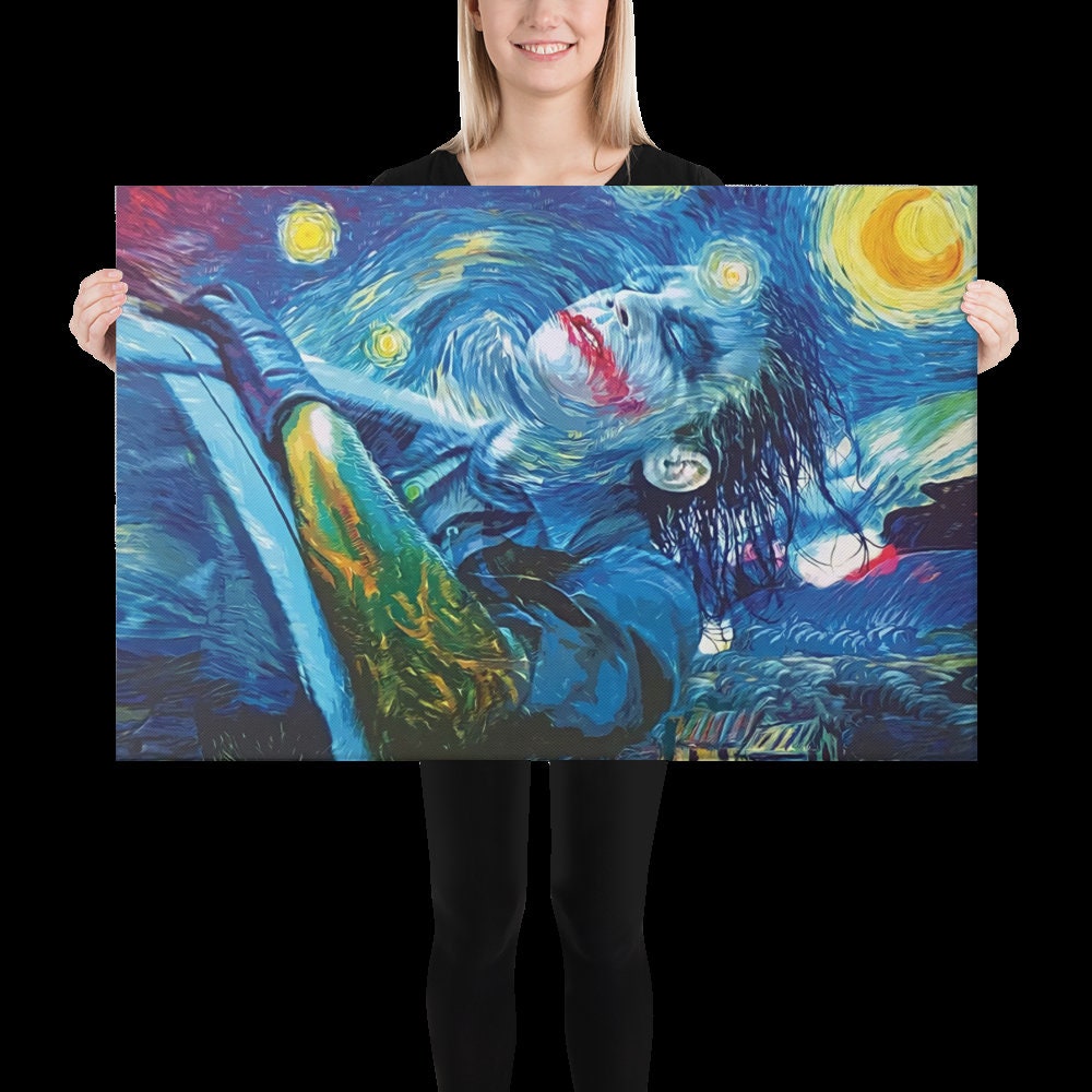 Joker Starry Night Canvas Print Custom Wall Decor Heath Ledger Etsy