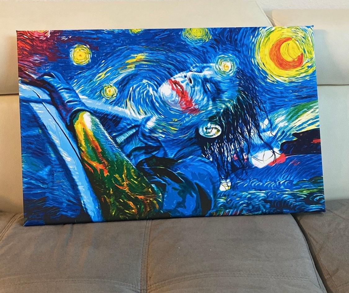 Joker Starry Night Canvas Print Custom Wall Decor Heath Ledger Etsy
