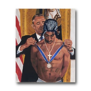 Obama & Tupac artwork canvas print wall decor