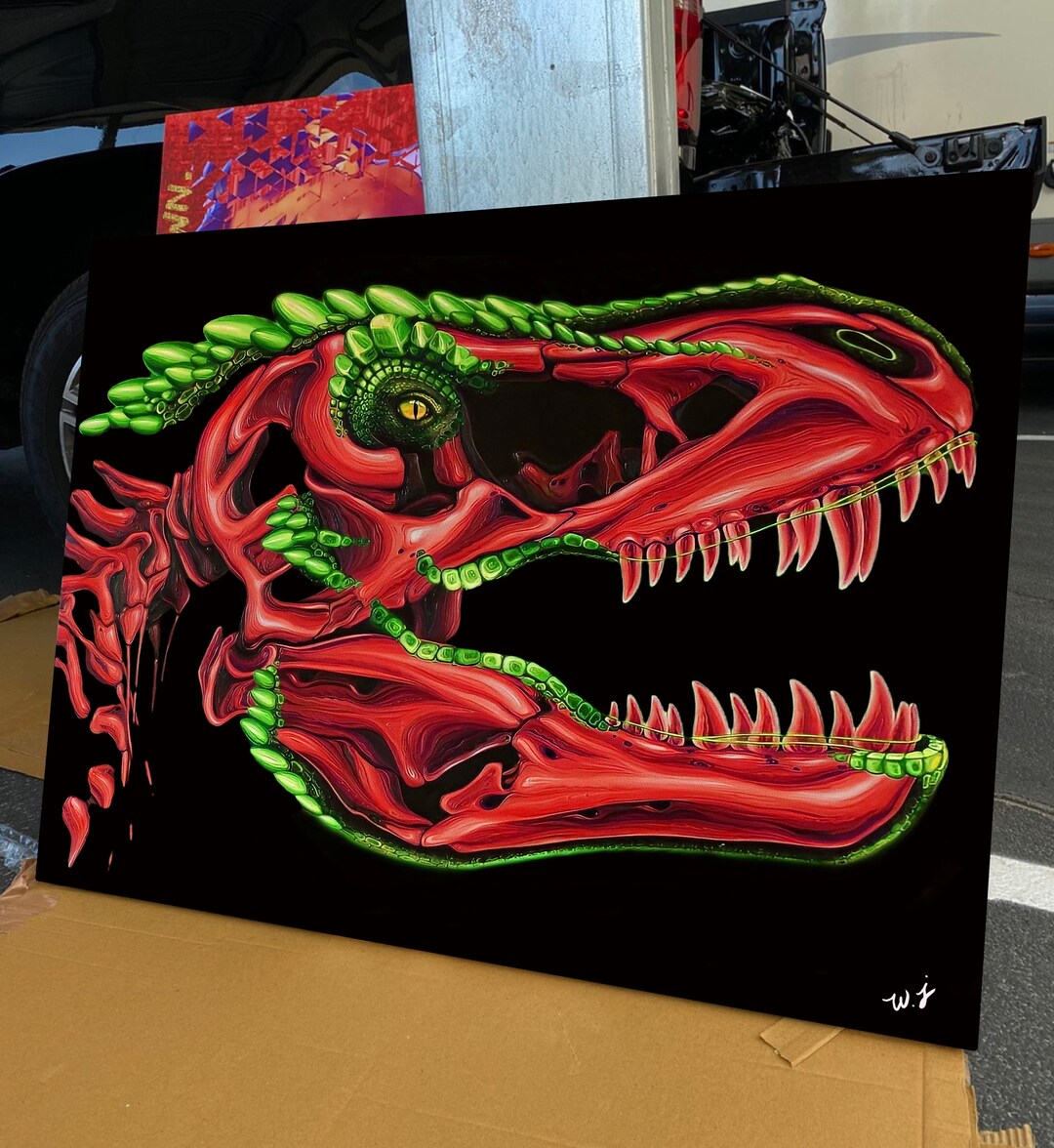 Tyrannosaurus Rex Dinosaur Skull Jurassic Park T-rex Canvas Art Wall ...
