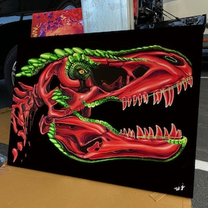Tyrannosaurus rex Dinosaur Skull Jurassic Park T-rex Canvas Art Wall Decor