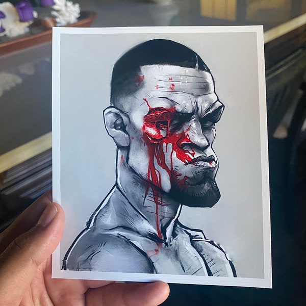 Nate Diaz bloody UFC cartoon Sticker mma Stockton