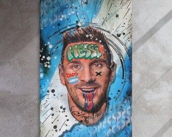Lionel Messi Fifa Argentina Legend Graffiti Canvas Print