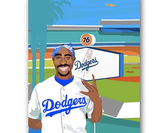 Los Angeles Dodgers Tupac Dodger Stadium Baseball MLB Canvas Wall Art