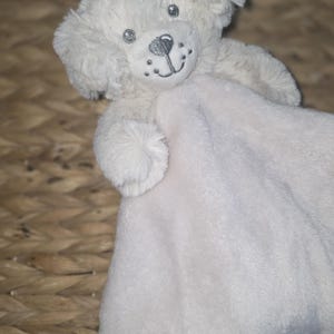 Personalised Baby Comforter:Elephant, Teddy, Puppy, Embroidered Super Soft Newborn Gift Natural Puppy