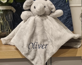 Personalised Baby Comforter:Elephant, Teddy, Puppy, Embroidered Super Soft Newborn Gift