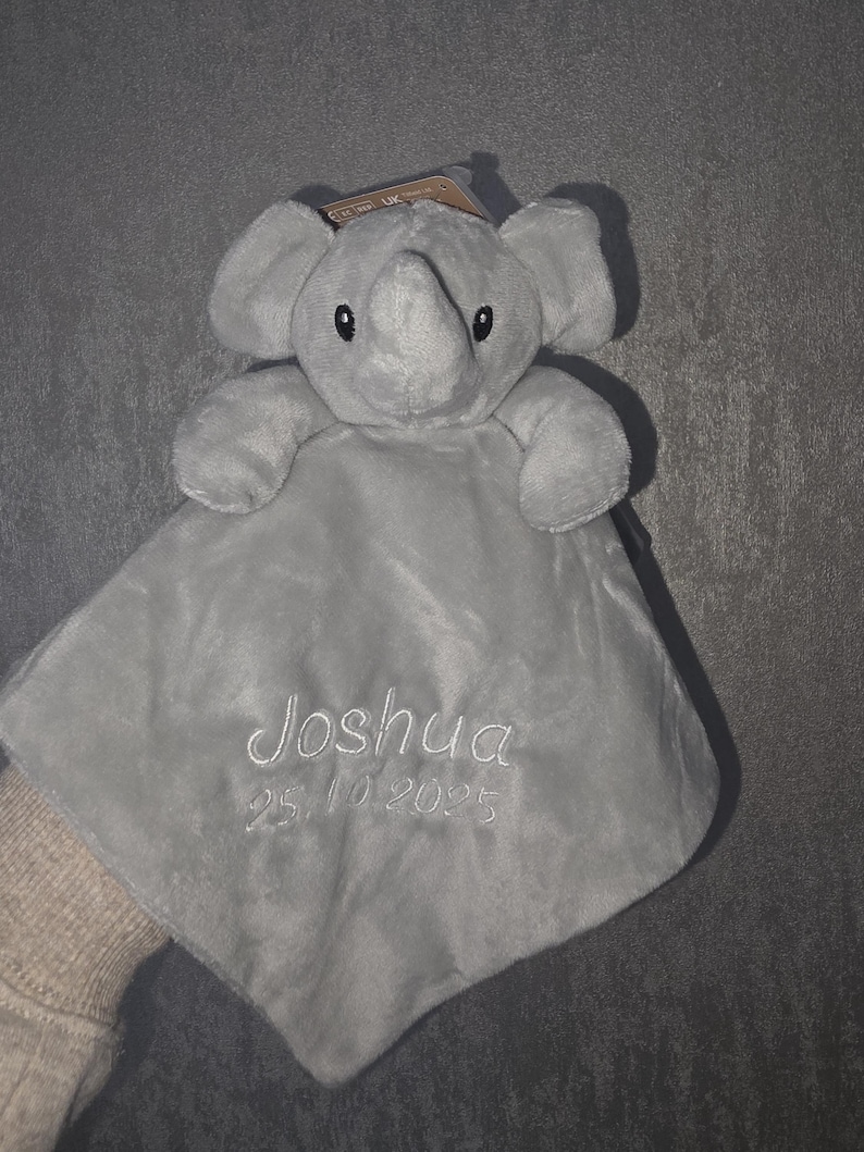 Personalised Baby Comforter:Elephant, Teddy, Puppy, Embroidered Super Soft Newborn Gift image 3
