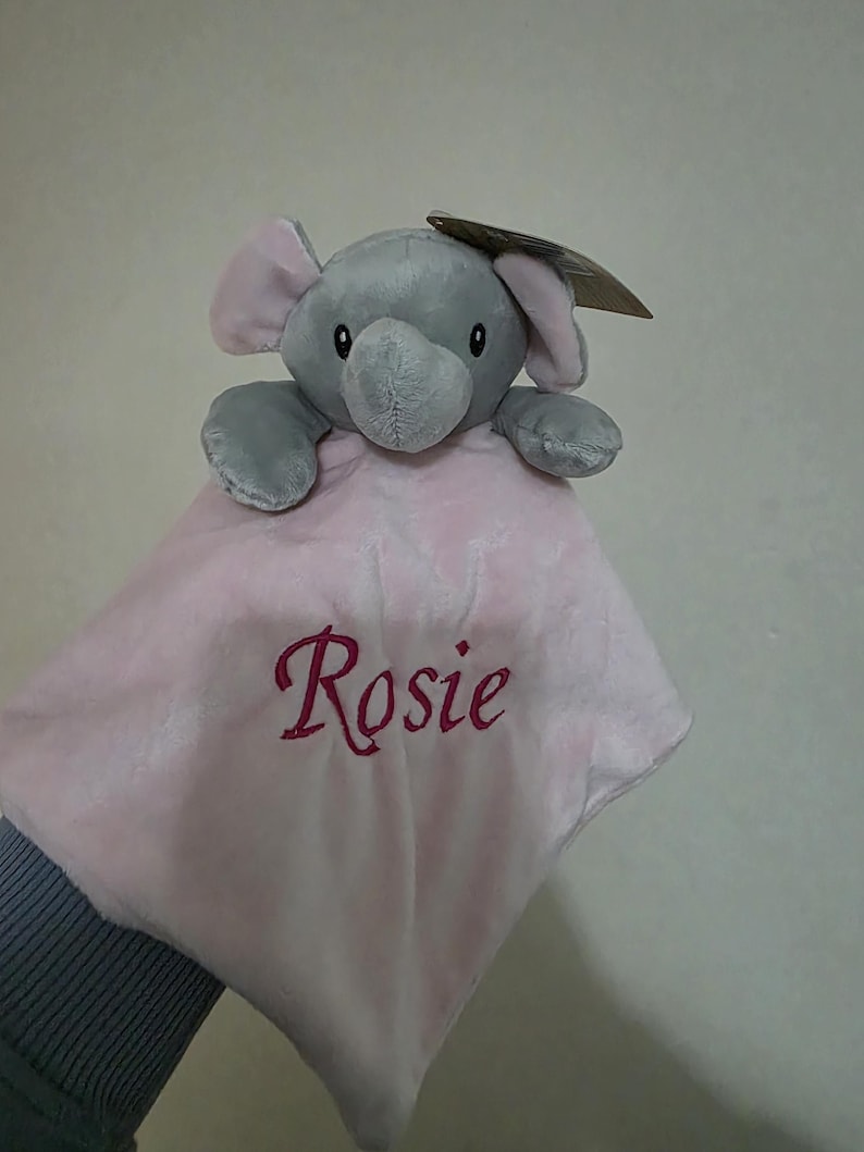 Personalised Baby Comforter:Elephant, Teddy, Puppy, Embroidered Super Soft Newborn Gift image 10