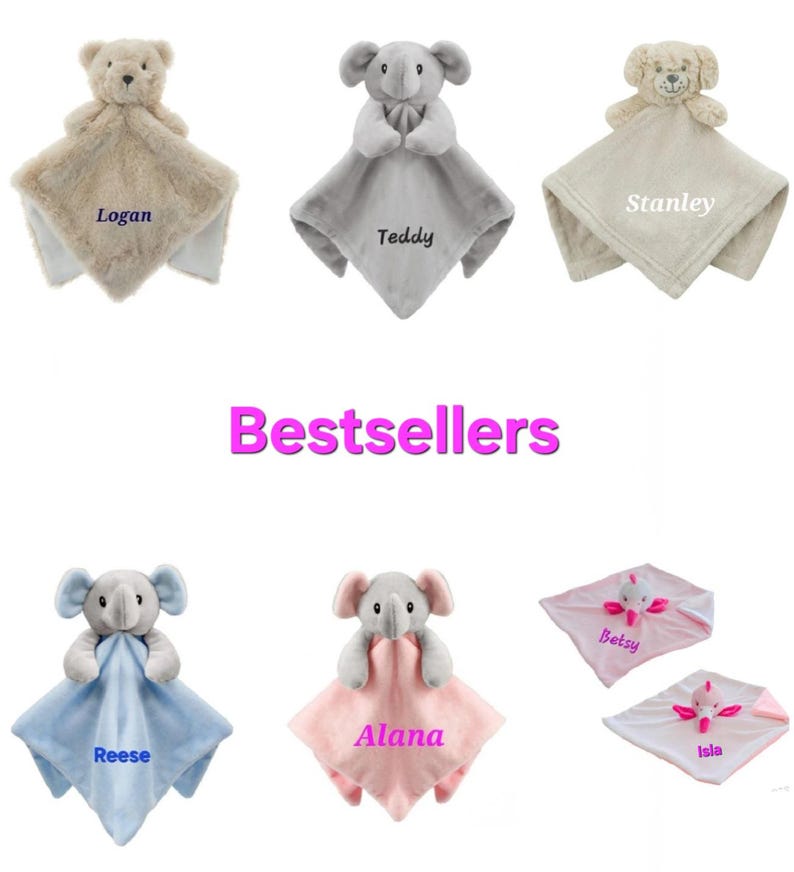 Personalised Baby Comforter:Elephant, Teddy, Puppy, Embroidered Super Soft Newborn Gift image 13