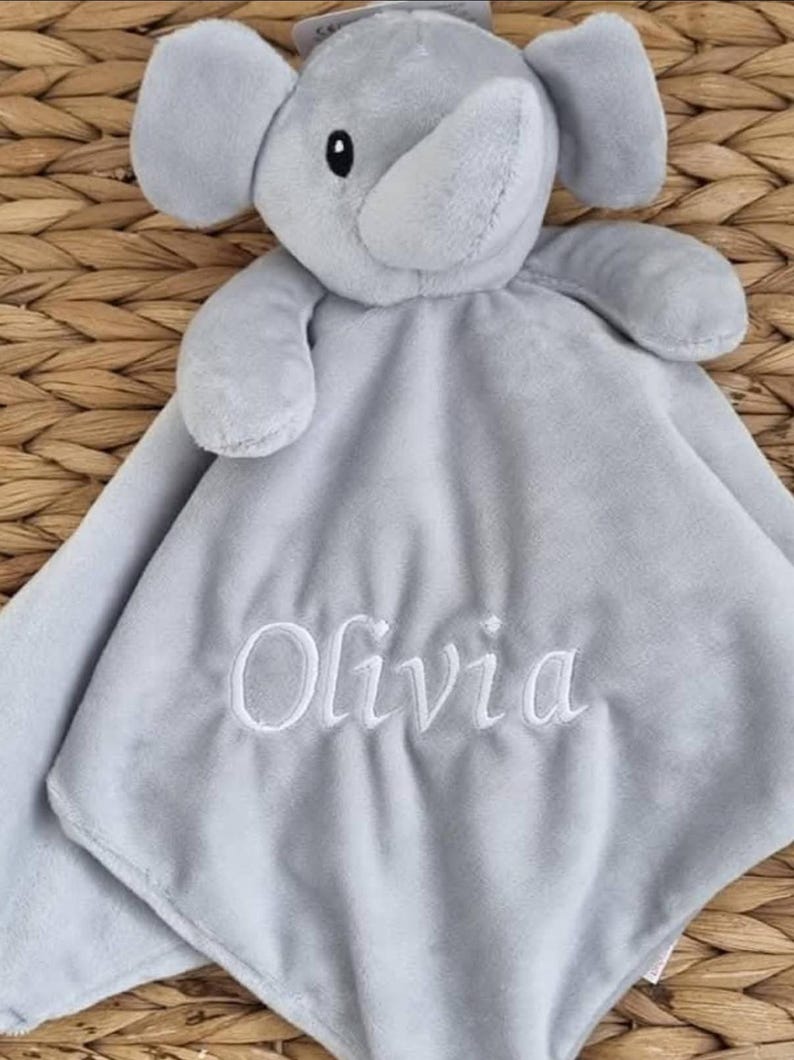 Personalised Baby Comforter:Elephant, Teddy, Puppy, Embroidered Super Soft Newborn Gift image 6