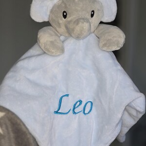 Personalised Baby Comforter:Elephant, Teddy, Puppy, Embroidered Super Soft Newborn Gift image 4