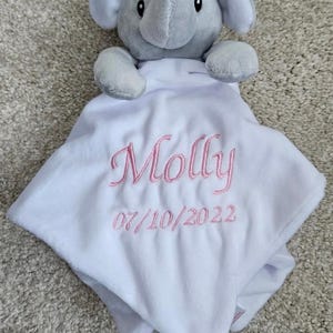Personalised Baby Comforter:Elephant, Teddy, Puppy, Embroidered Super Soft Newborn Gift image 12