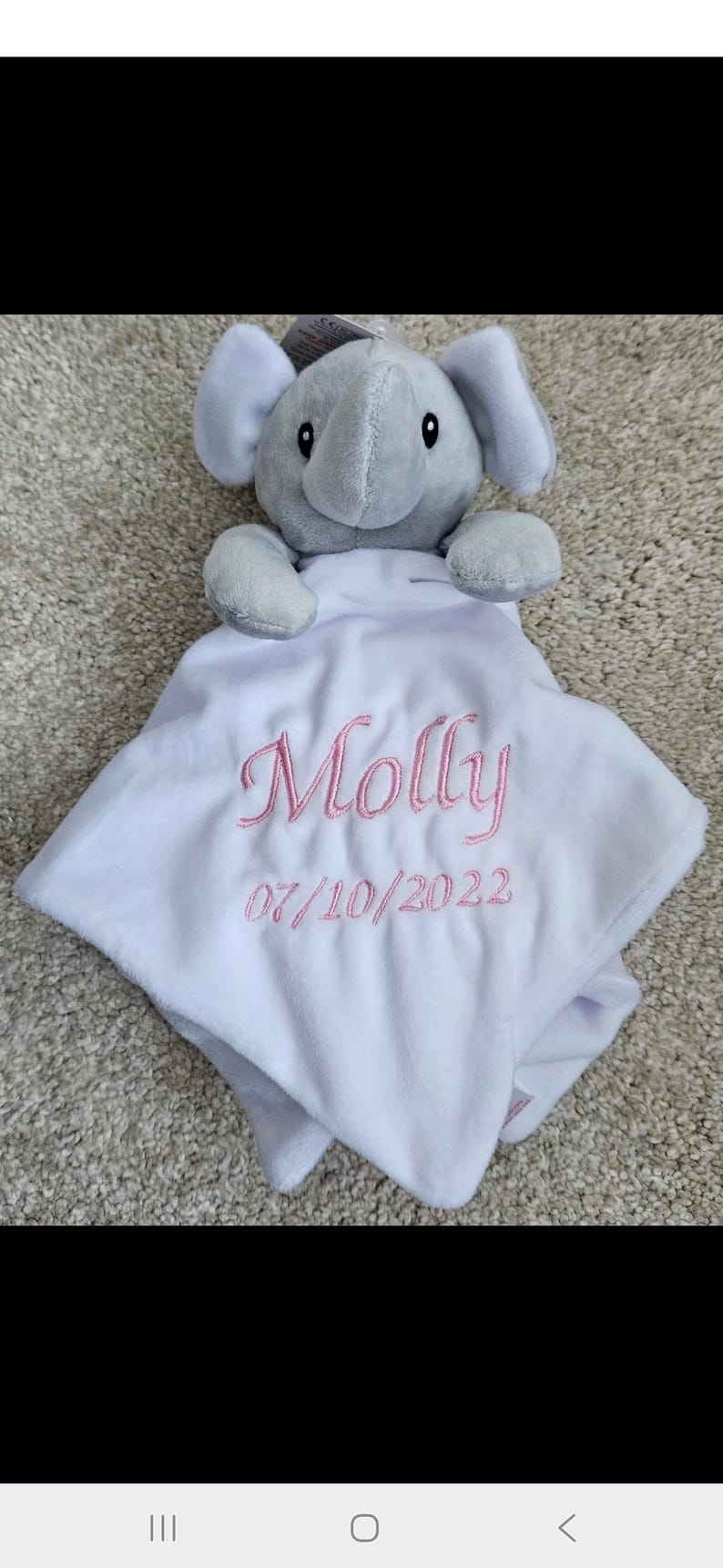 Personalised Baby Comforter:Elephant, Teddy, Puppy, Embroidered Super Soft Newborn Gift image 12