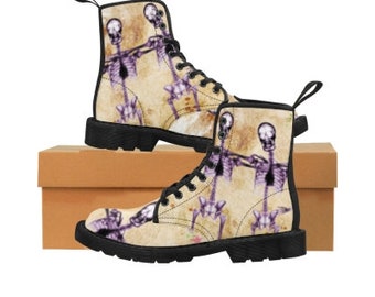 Vintage Parchment Skull Women's Combat Boots