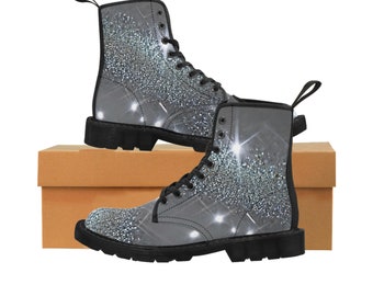 Sparkling Glitter Women's Canvas Combat Boots