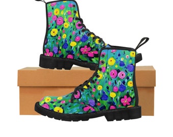 Summer Garden Women's Canvas Combat Boots