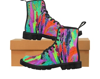 Abstract Spring Bouquet Women's Canvas Boots