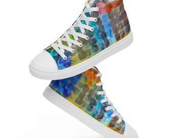 Painted Plaid Women’s high top canvas shoes