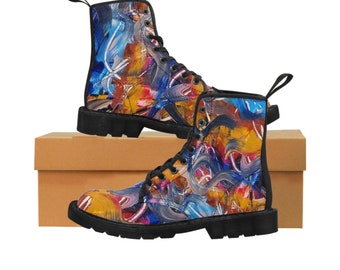 Expressive Abstract Women's Canvas Combat Boots