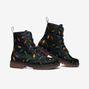 Midnight Christmas Lights Leather Hiking Boots – Unisex