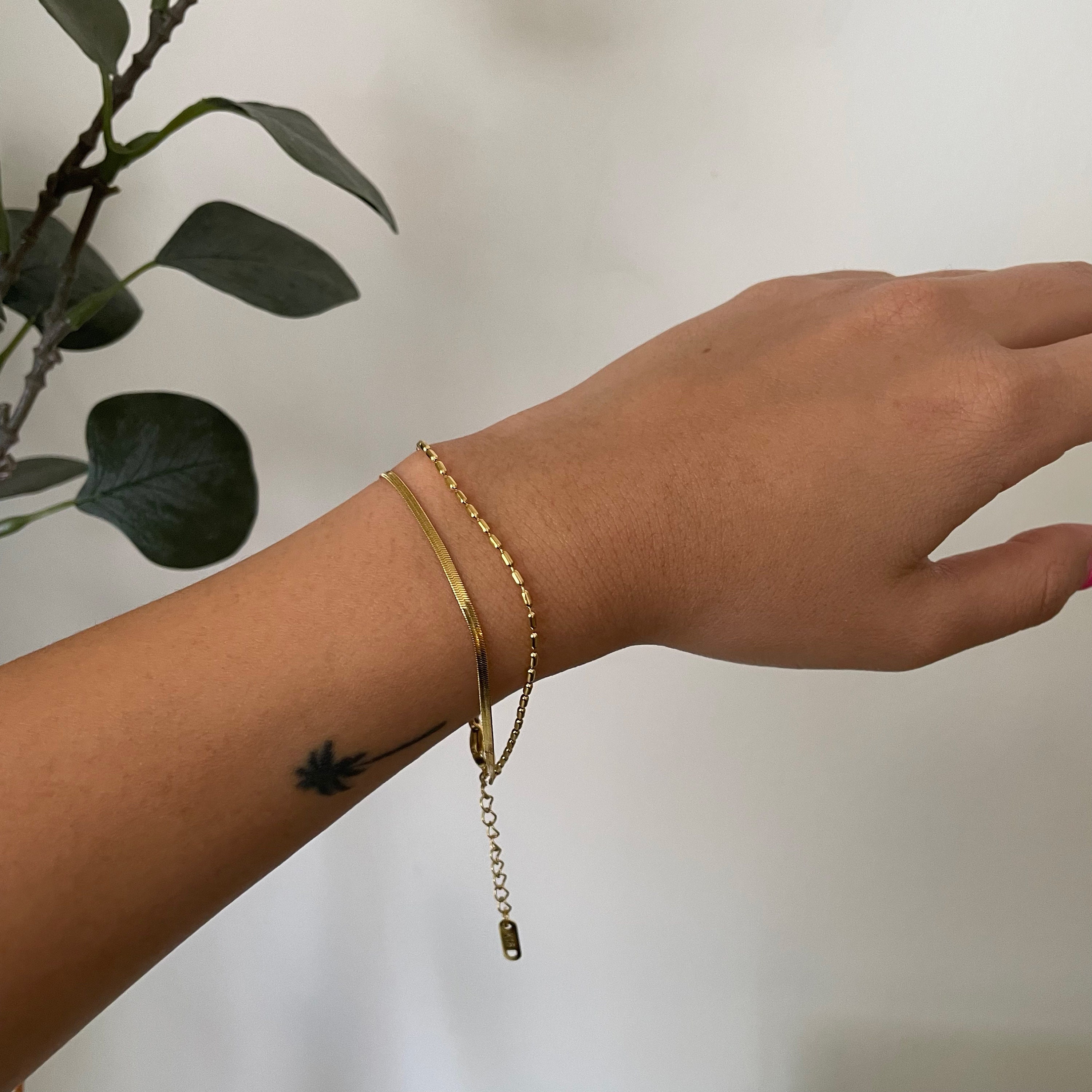 Double Layered Gold Bracelet 18K Gold Plated / Fine Layer Gold Bracelet /  Simple Gold Bracelet / 18K Plated Gold Accessories / Gift 
