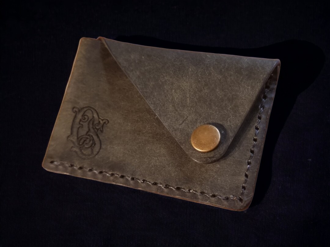 Leather Card Holder Snap Button Custom Made Wallet Gift for Friend ...