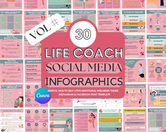 Done for you Instagram Templates Canva, Psychologist Instagram Posts for Life Coach, Therapist, Mindset Coach Templates Wellness Anxiety