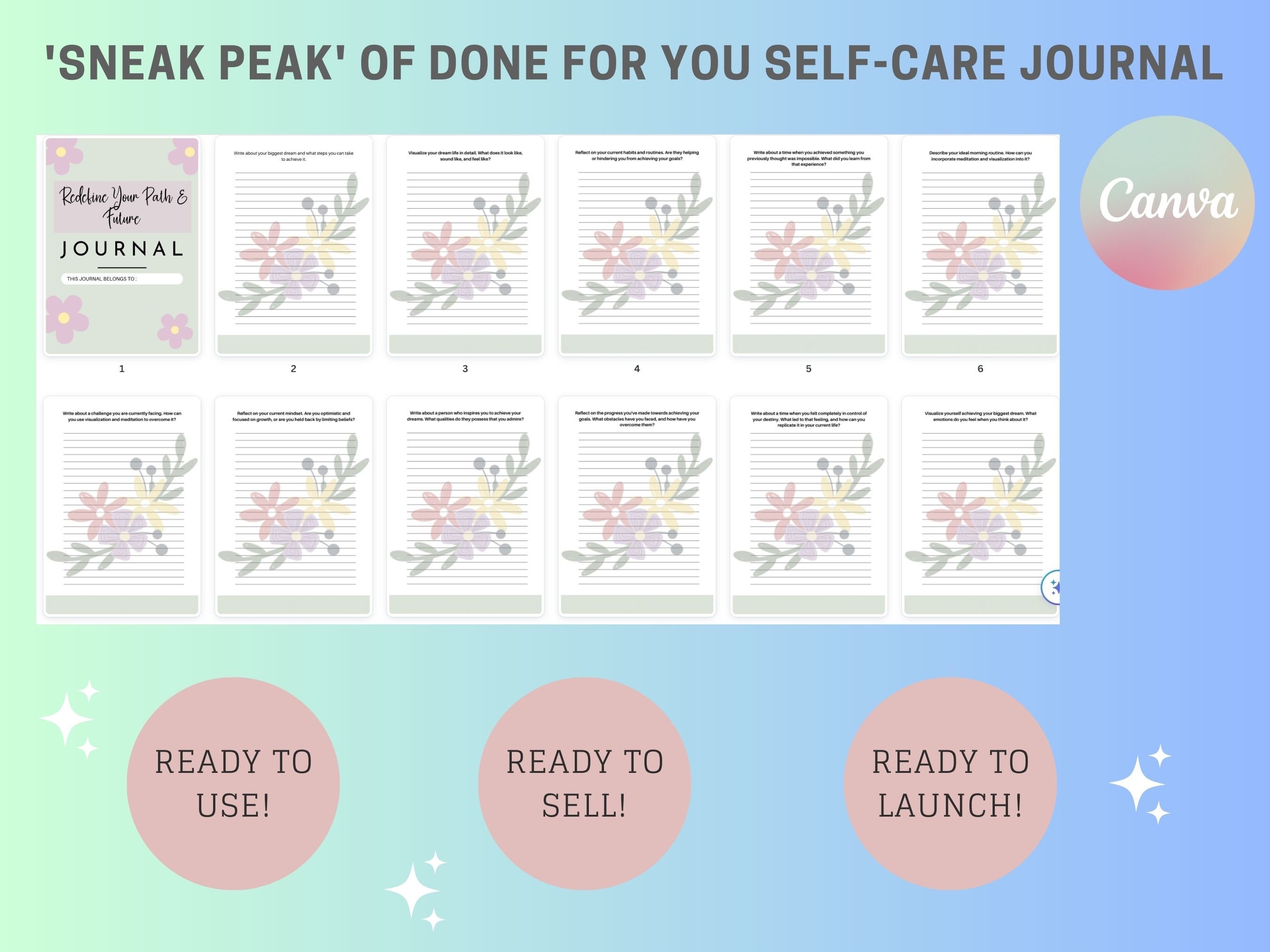 Self Care Journal : Done for You Journal Prompt | Canva Brandable ...