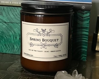 Spring Bouquet ~ Soy Candle 7 oz. net wt. Lily of the Valley ~ Lilac ~ Green Leaves