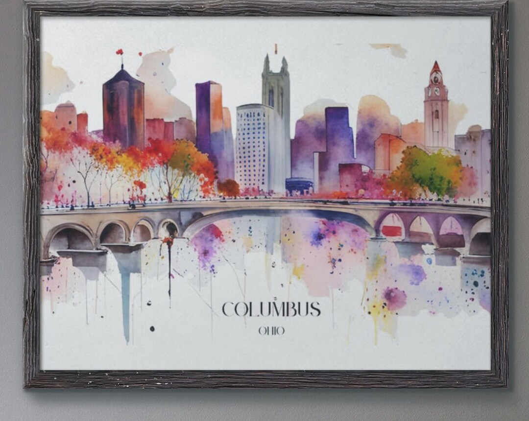 Columbus Painting Columbus Ohio Skyline Columbus Skyline Art Columbus