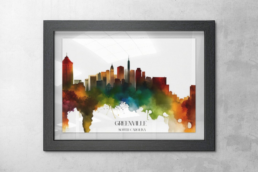 Greenville Art Greenville Print Greenville Skyline Greenville Sc - Etsy