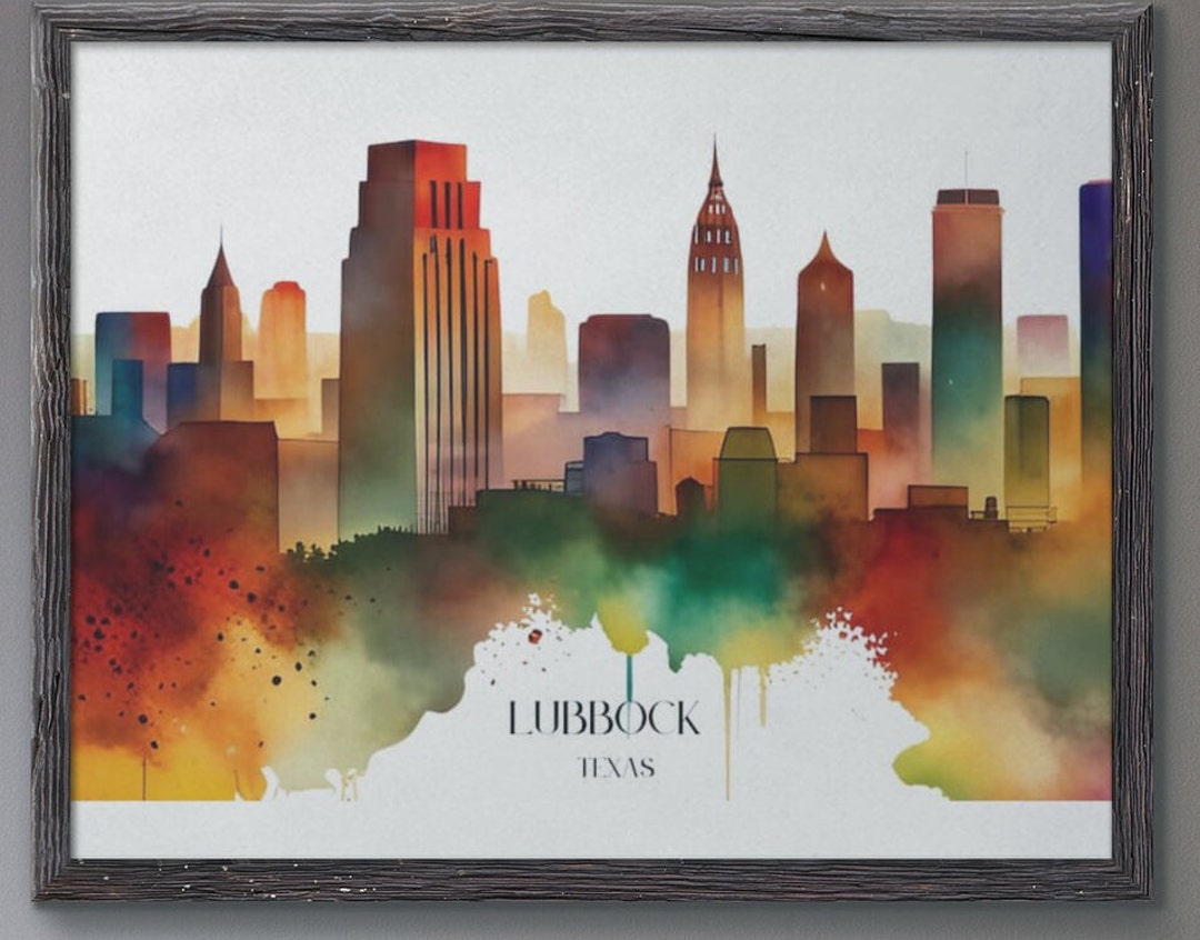 Lubbock Skyline Lubbock Poster Lubbock Print Lubbock Art Etsy