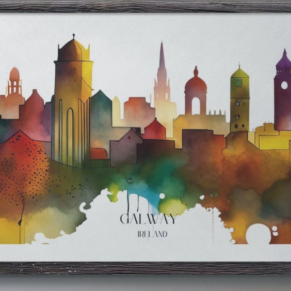 Galway Skyline Galway Poster Galway Painting Galway Print