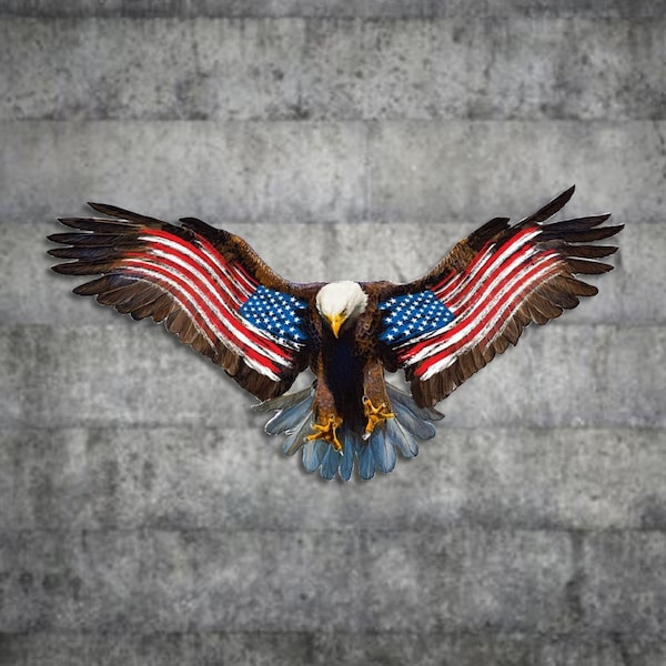 Metal Eagle Flag, American Patriot, Metal Flag Wall Art, Soaring Eagle, Man Cave Decor, Patriotic Decor, 4th of July Decor, Made In America